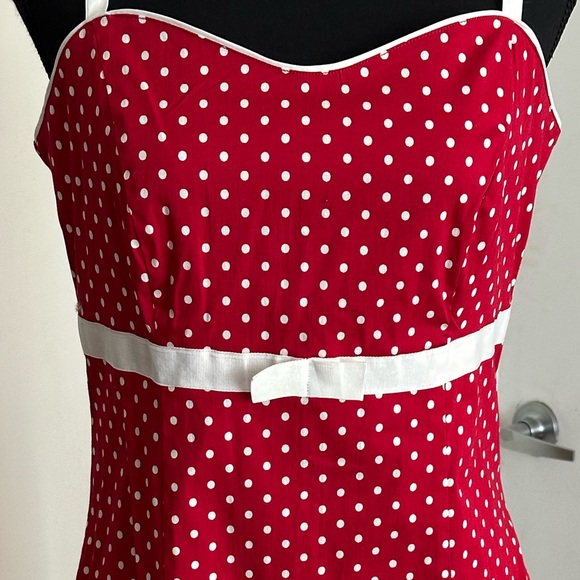 Vintage Gloria Vanderbuilt red polkadot pinup style dress - Picture 4 of 8